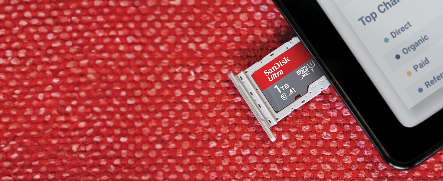 Карта пам'яті SanDisk Ultra Android microSDXC UHS-I 1 TB з адаптером, Class 10, U1, A1, швидкість читання до 150 МБ/с для смартфонів та планшетів