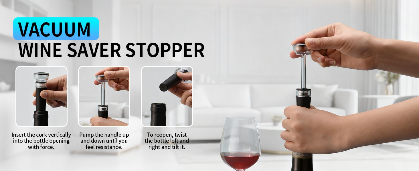 Електричний відкривачка вин CIRCLE JOY 6-в-1 з зарядною станцією, набір з нержавіючої сталі, з різаком фольги, аератором та 2 вакуумними закривачами