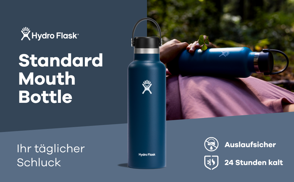 Термобутилка HYDRO FLASK 621 мл з кришкою – вакуумна ізоляція, нержавіюча сталь, герметична, для гарячих і холодних напоїв, вузьке горло, колір Agave