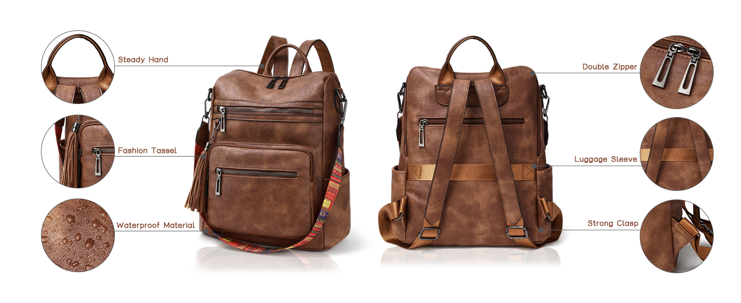 Шкіряний рюкзак-трансформер для жінок Shrrie: стильний рюкзак-сумка, Daypack, двоколірний каштано-коричневий