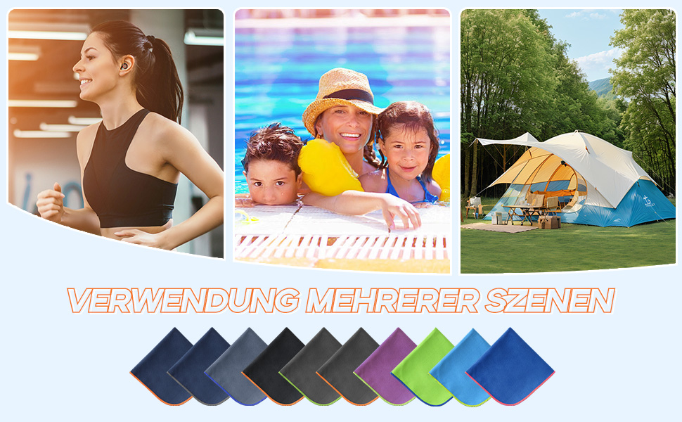 Набір з 2 рушників з мікрофібри (180x90 см + 100x50 см): великий для душу та спортивний, швидко сохне, без піску, для пляжу, фітнесу, кемпінгу, темно-сірий та зелений