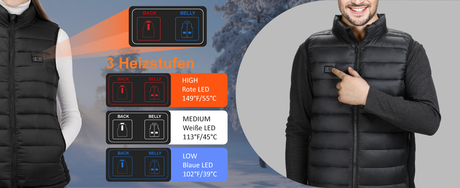 Обогревна жилетка для чоловіків та жінок з powerbank 10000 mAh, 3 режими температури, 4 зони обігріву, пральна машина, чорний, M