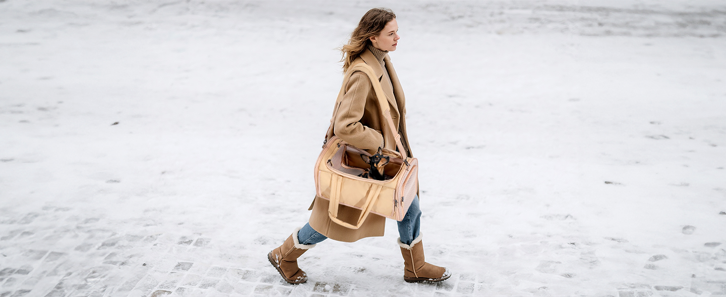 Транспортна переноска для собак та котів, Khaki M: водонепроникна, з антиковзною підкладкою та захистом від вітру