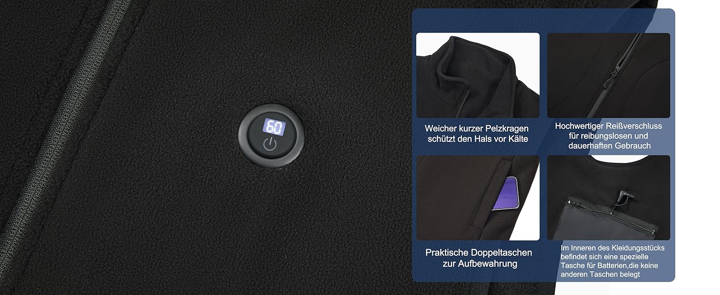 Обогревна жилетка з powerbank 27000mAh для чоловіків та жінок, 14 зон обігріву, 3 температурні режими, для активного відпочинку, мотоцикла, риболовлі, кемпінгу, катання на лижах, чорна