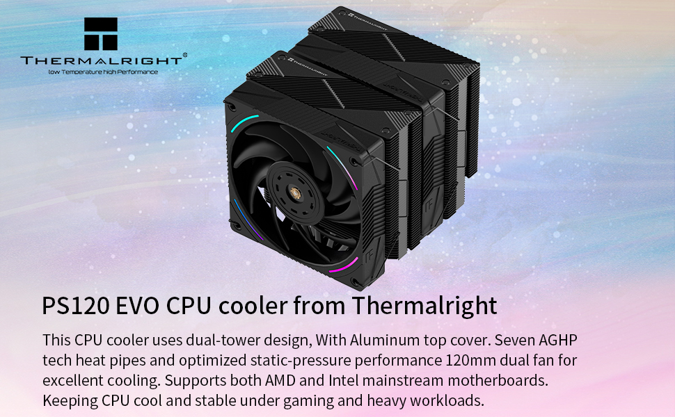 Thermalright Phantom Spirit 120 EVO - кулер для CPU з 7 heatpipes, 2 вентилятори 120mm, технологія AGHP 4.0, під AMD AM4/AM5 та Intel 1700/1851/1150/1151/1200