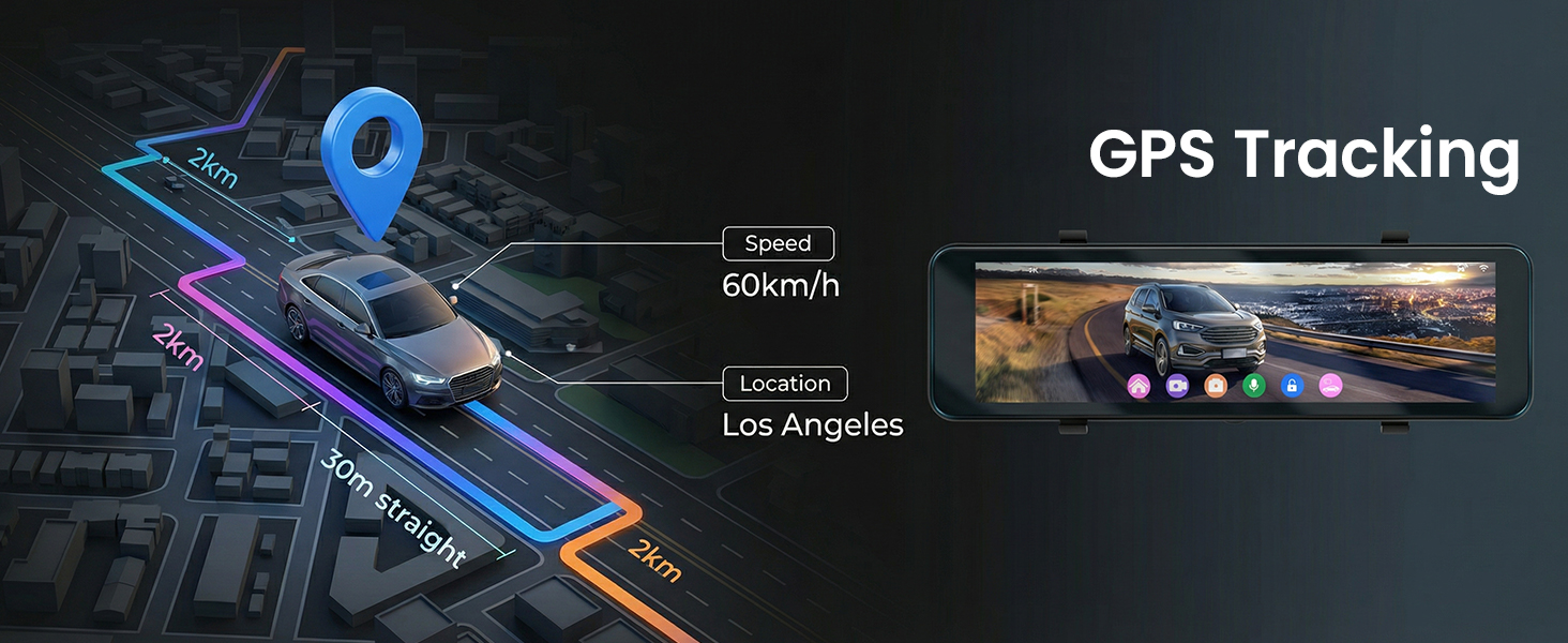 Дзеркало заднього виду з відеореєстратором Hodozzy 4K+1080P, GPS, ADAS, BSD, Wi-Fi, 10.88