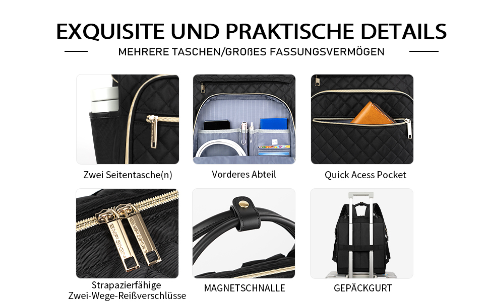 Жіночий рюкзак EMPSIGN з відділенням для ноутбука 17 дюймів. Стильний рюкзак для роботи, навчання та подорожей, чорного кольору.
