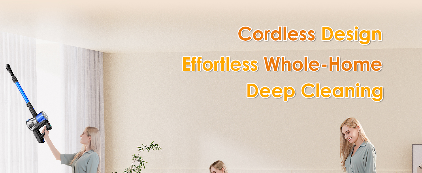 Бездротовий акумуляторний пилосос 50000Pa/500W з дисплеєм, 3 режими, антизаплутувальна щітка, док-станція, 1л, тихий, для шерсті тварин/килимів/підлоги/авто