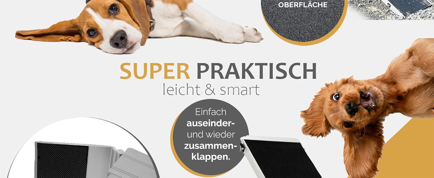 Рампа для собак Petigi - сходинка в багажник авто, складна, алюміній, до 150 кг, довжина 155 см