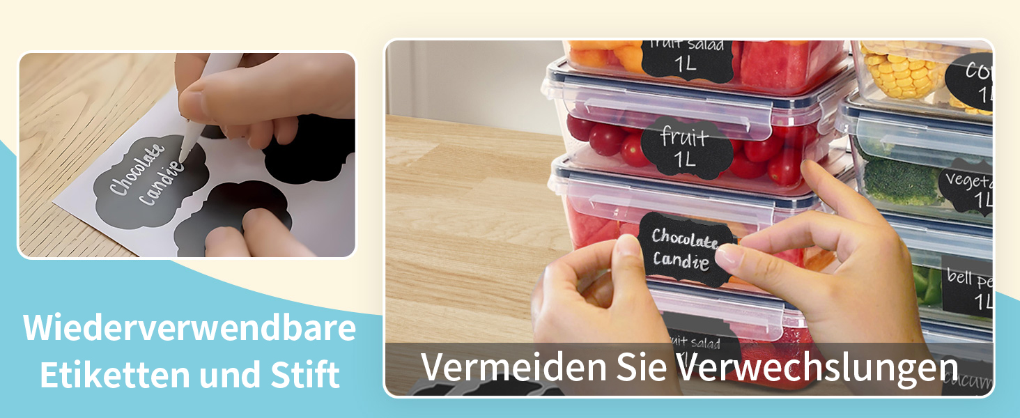 12 контейнерів для зберігання їжі з кришкою, контейнери для заморожування, meal prep бокси, 6 x 1л/0.52л, BPA-free, герметичні, для мікрохвильової печі, придатні для миття в посудомийній машині, для зберігання та транспортування їжі, фруктів, овочів