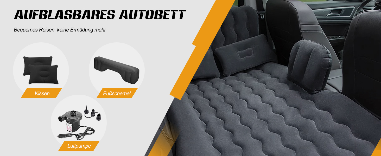 Надувна матрац для авто Ergocar з насосом: для кемпінгу, подорожей, пляжу