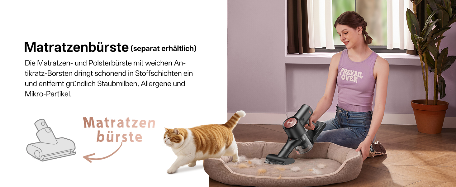 Бездротовий акумуляторний пилосос Vexilar V10PRO 6-в-1 з LED, потужність 450W, час роботи 45 хв, сила всмоктування 45000Pa. Підходить для твердих поверхонь, килимів та видалення шерсті тварин. Компактний, легкий, з телескопічною трубою. Колір: Рожевий.