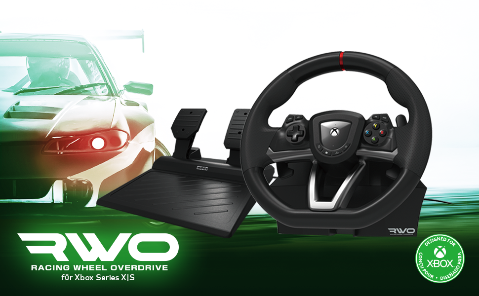 HORI Racing Wheel Overdrive - Руль для гонок з педалями, сумісний з Xbox Series X|S, Xbox One, PC