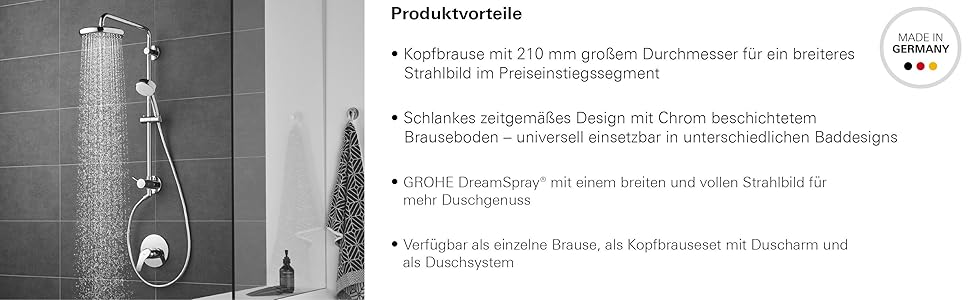 Верхній душ Grohe Tempesta 210, хром, 26408000