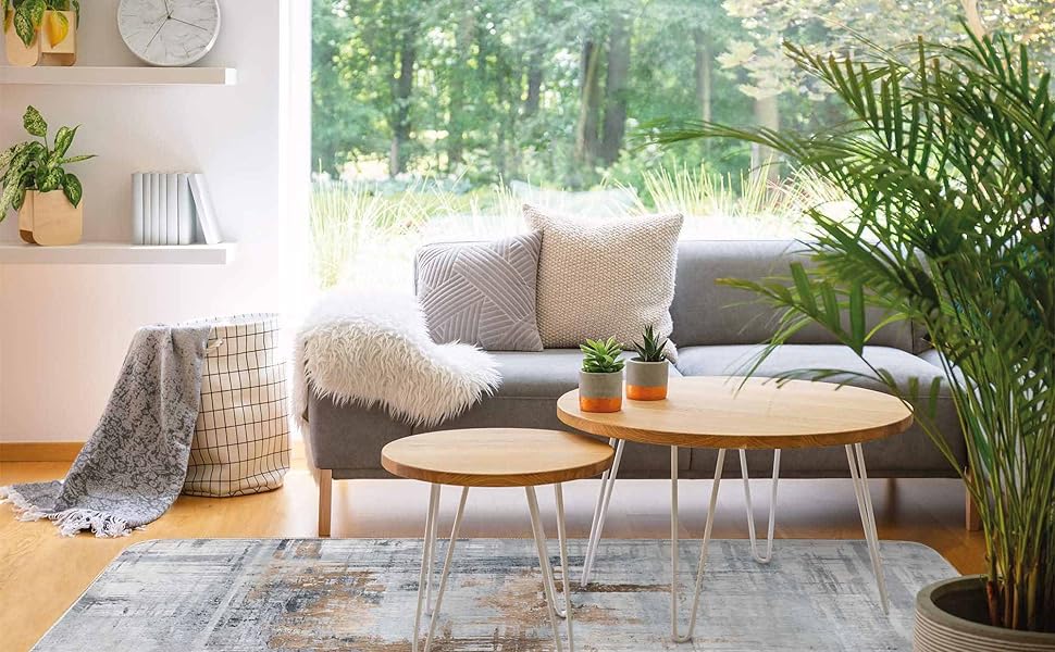 Килимок Tinyboy-HBQ для вітальні та спальні: сучасний дизайн, короткий ворс, сірий (80 x 120 см)