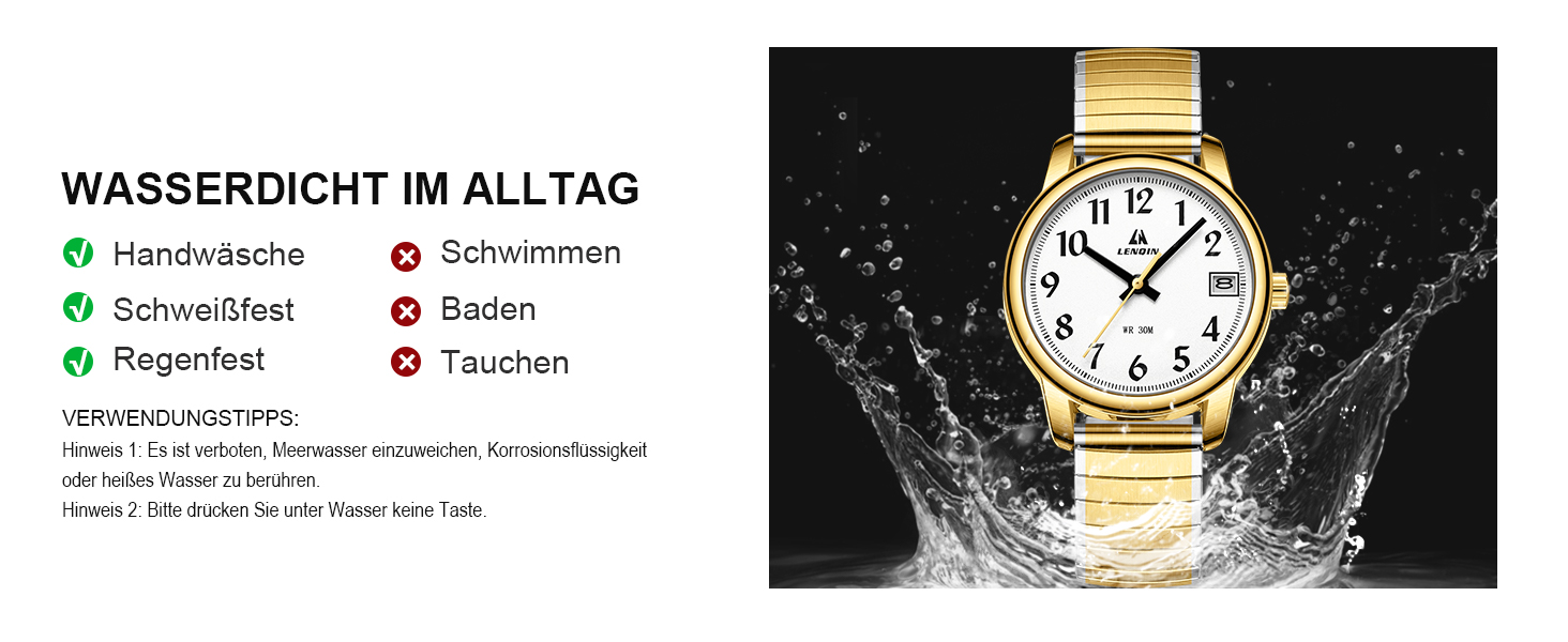 Жіночий годинник LN LENQIN: Водонепроникні годинники для жінок з нержавіючої сталі, кварцовий механізм, регульований браслет (сріблястий, золотий, білий)