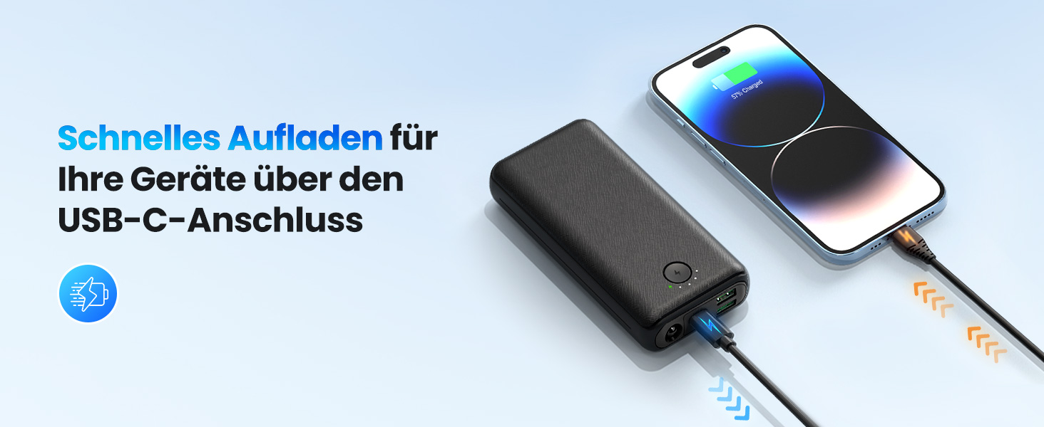 Power Bank JIGA 27000mAh 22.5W з PD 20W, USB-C, ліхтарик, чорний, сумісний з iPhone, Samsung, Huawei, iPad