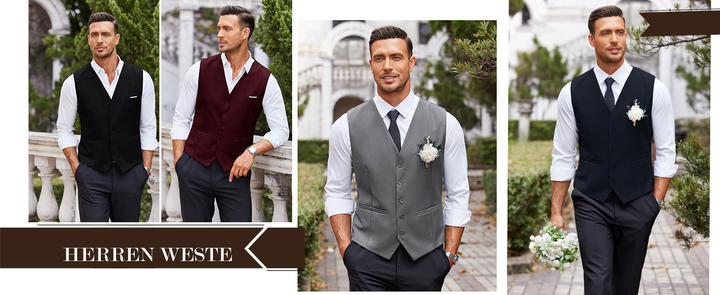 Костюмний жилет чоловічий COOFANDY, Slim fit, чорний, для вечірки та офісу