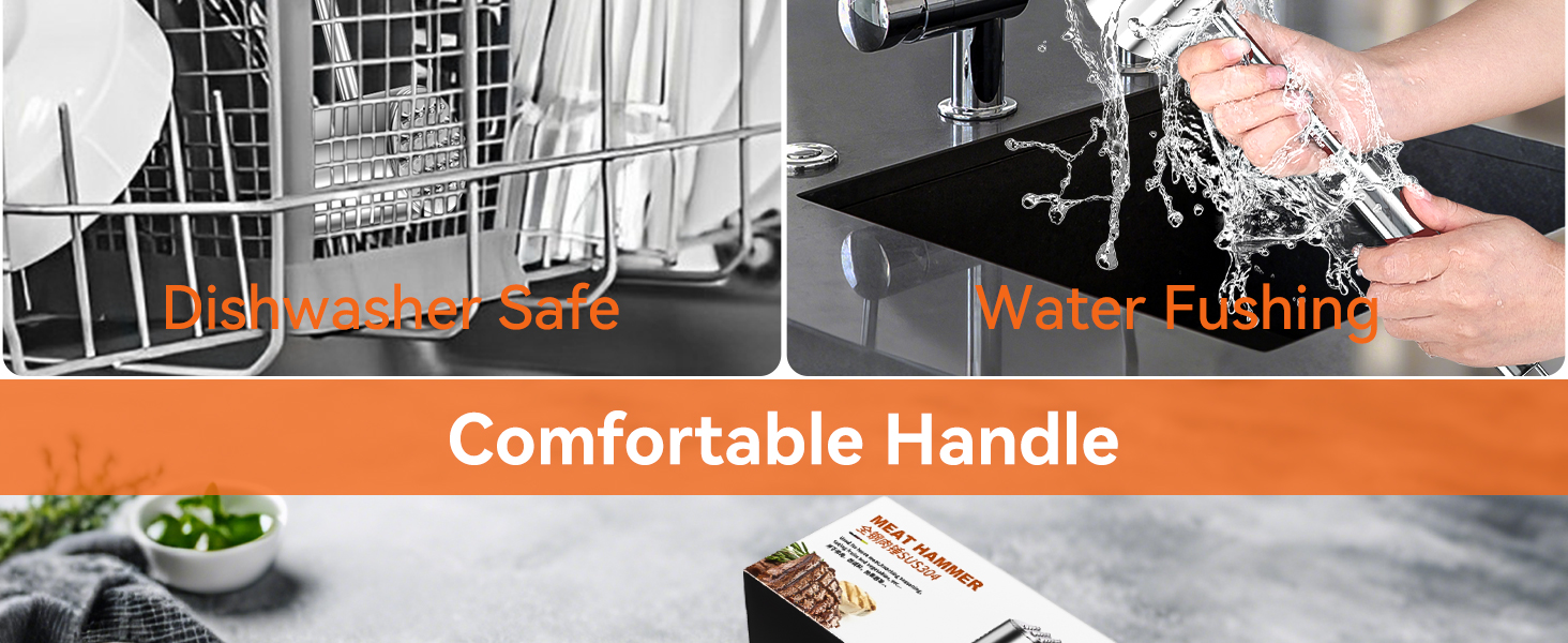 Кліпер для м'яса HOOMIL, двосторонній антипригарний, молоток для відбивання м'яса з неслизькою ручкою, для шніцелів та стейків, срібний (круглий, гладкий срібний)