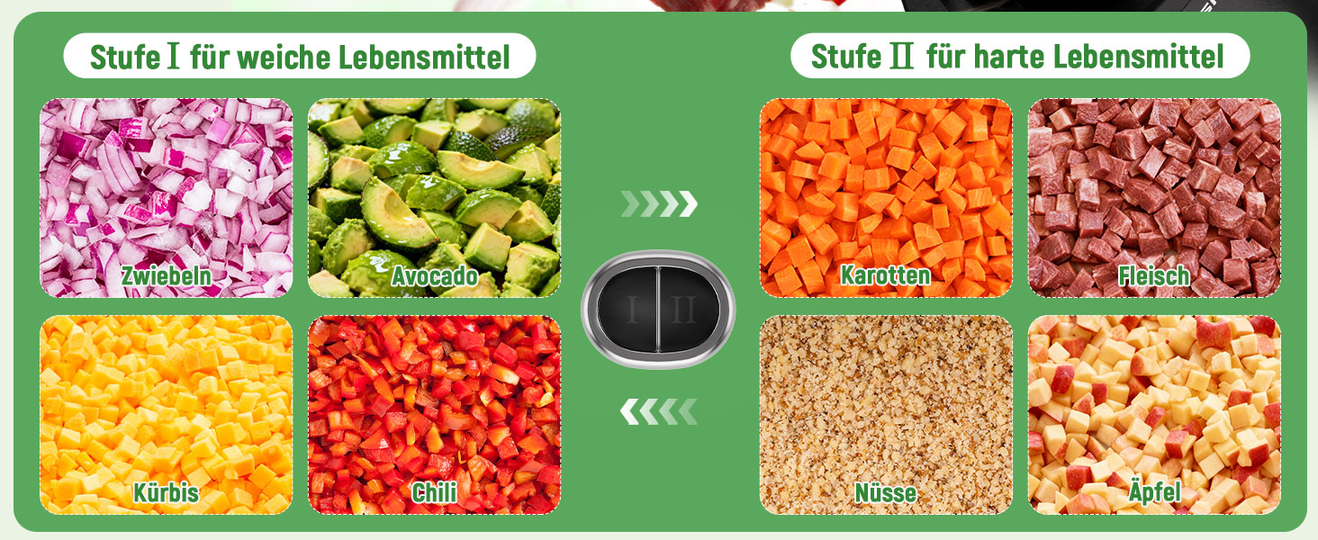 Електричний подрібнювач OUSFOT Multizerkleinerer, 1.8L, 500W, з скляною чашею. Підходить для овочів, фруктів, м'яса. Чорний.