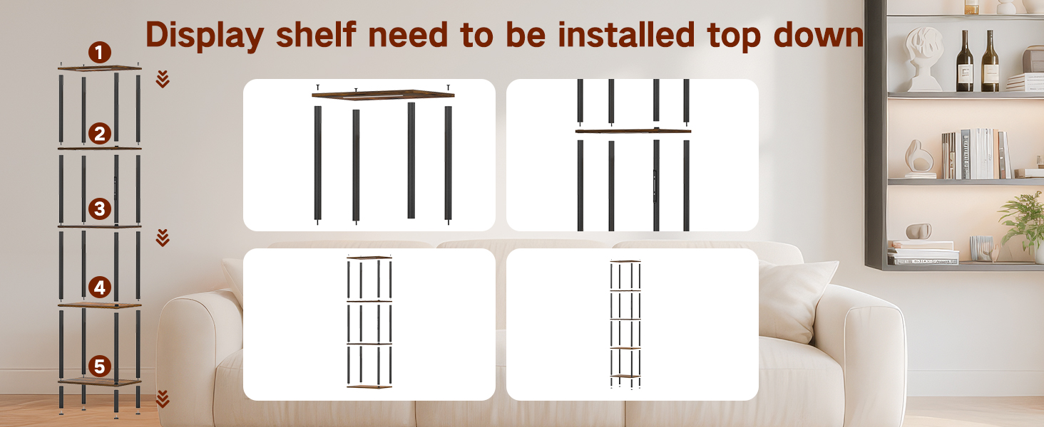 Стійка лампа з полицею, LED, регулювання яскравості, 3 колірні температури, сенсорне та дистанційне керування, полиця для книг, дерев'яна стійка, сучасний дизайн для вітальні, спальні, офісу (Rustic Brown)