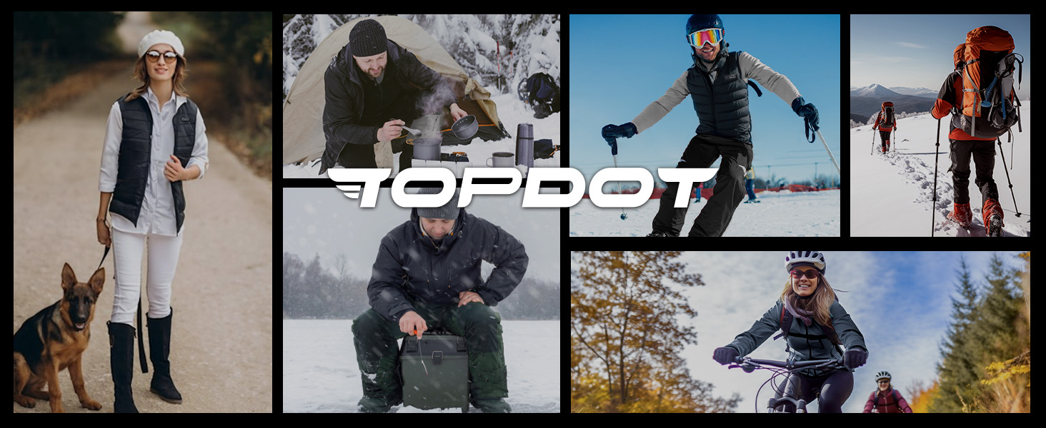 Електрична гріюча жилетка Topdot для жінок з флісу з Powerbank 7.4V 16000mAh, 10 зон нагріву, 3 температурні режими, для велоспорту, кемпінгу та outdoor-робіт, чорна, розмір M