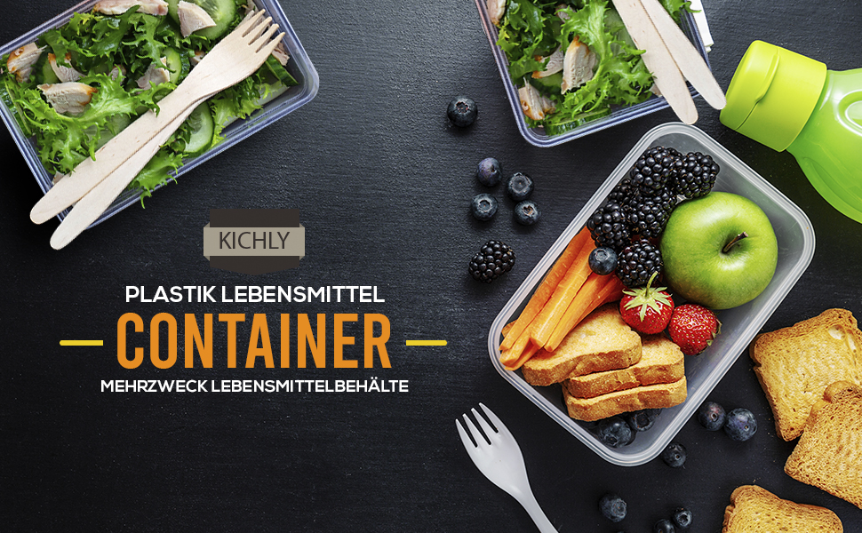 Набір контейнерів KICHLY 24 шт. з кришками: для зберігання продуктів, Meal Prep, вилка-free, герметичні, морозильні, BPA-free, кухонні, органайзери (червоний, 18 шт.)