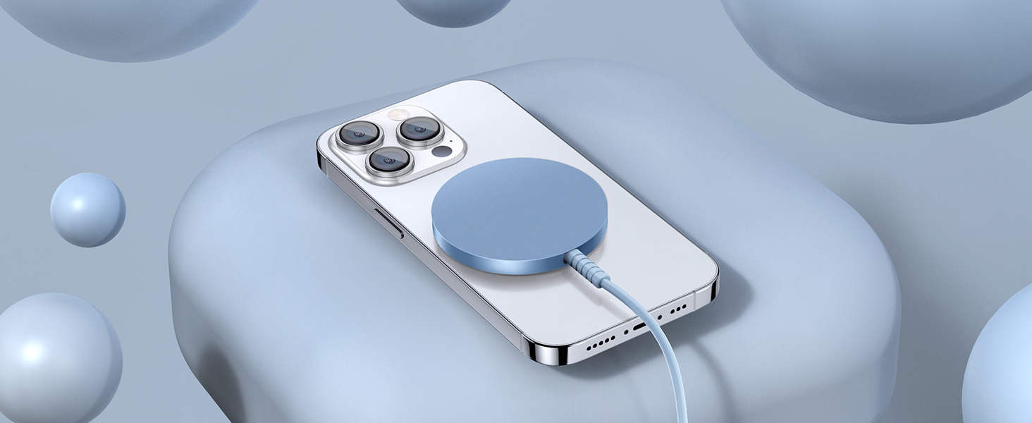 Магнітний бездротовий зарядний пристрій для iPhone 17/16/15/14/13/12 та Air-Pods 4/3/2 Pro - 2 шт., Синій