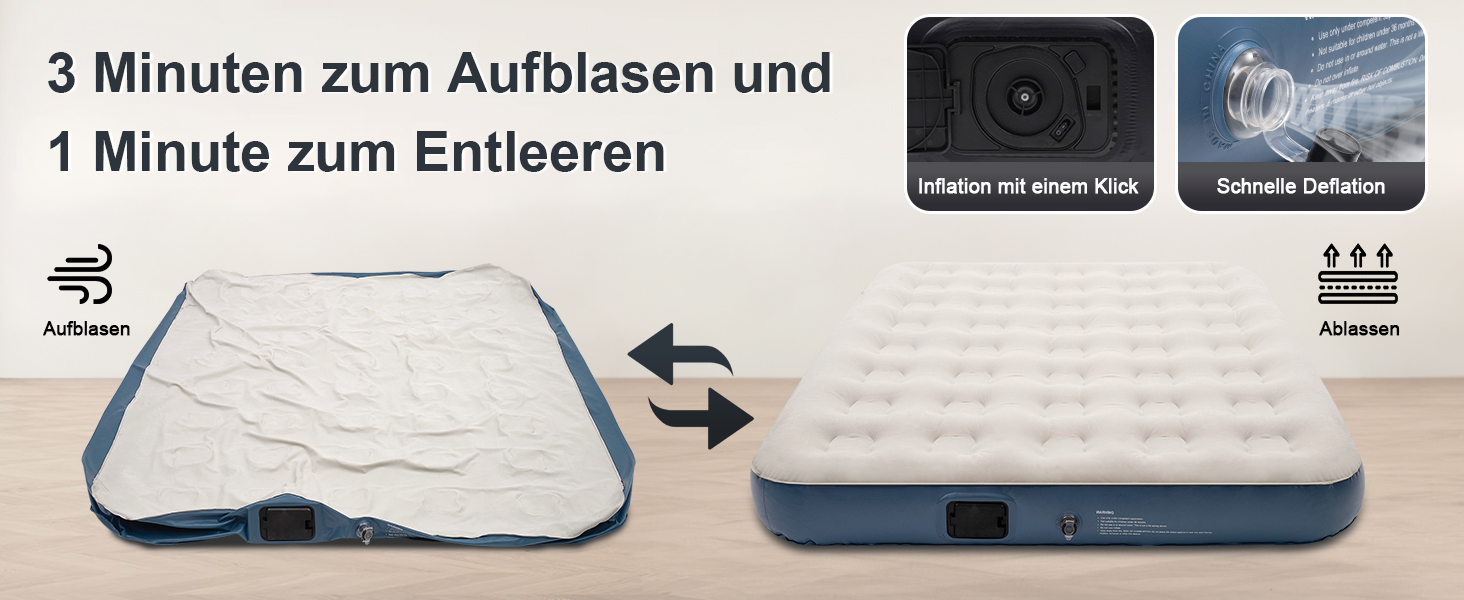 Надувне ліжко для двох осіб з електричним насосом, самонадувна, 198x152x25 см, блакитний колір