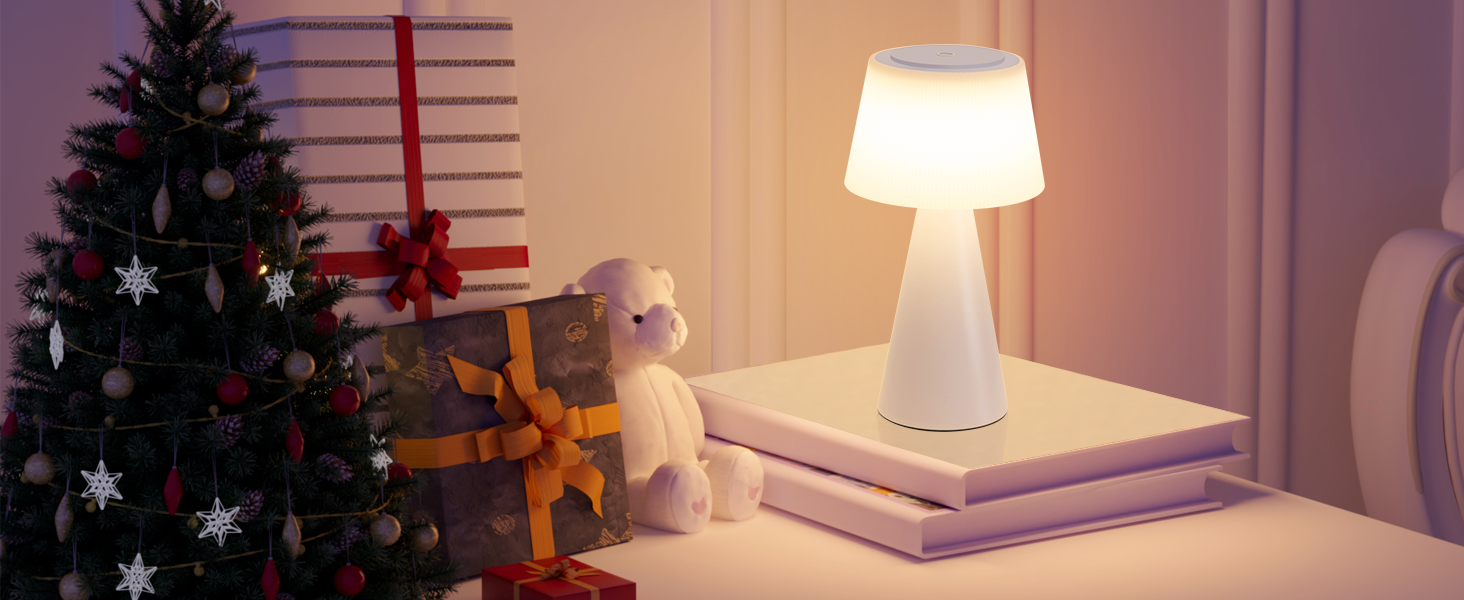 Настільна лампа акумуляторна LED біла з USB зарядкою, диммер, 3600mAh - для спальні, вітальні, вулиці