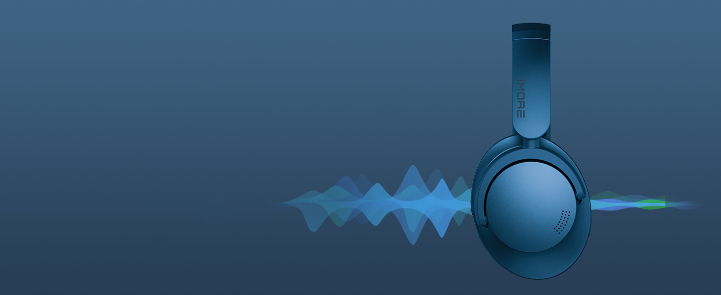 1MORE SonoFlow навушники з активним шумозаглушенням, Bluetooth, 70 годин, LDAC, Hi-Res, Over-Ear, для дзвінків (блакитні)