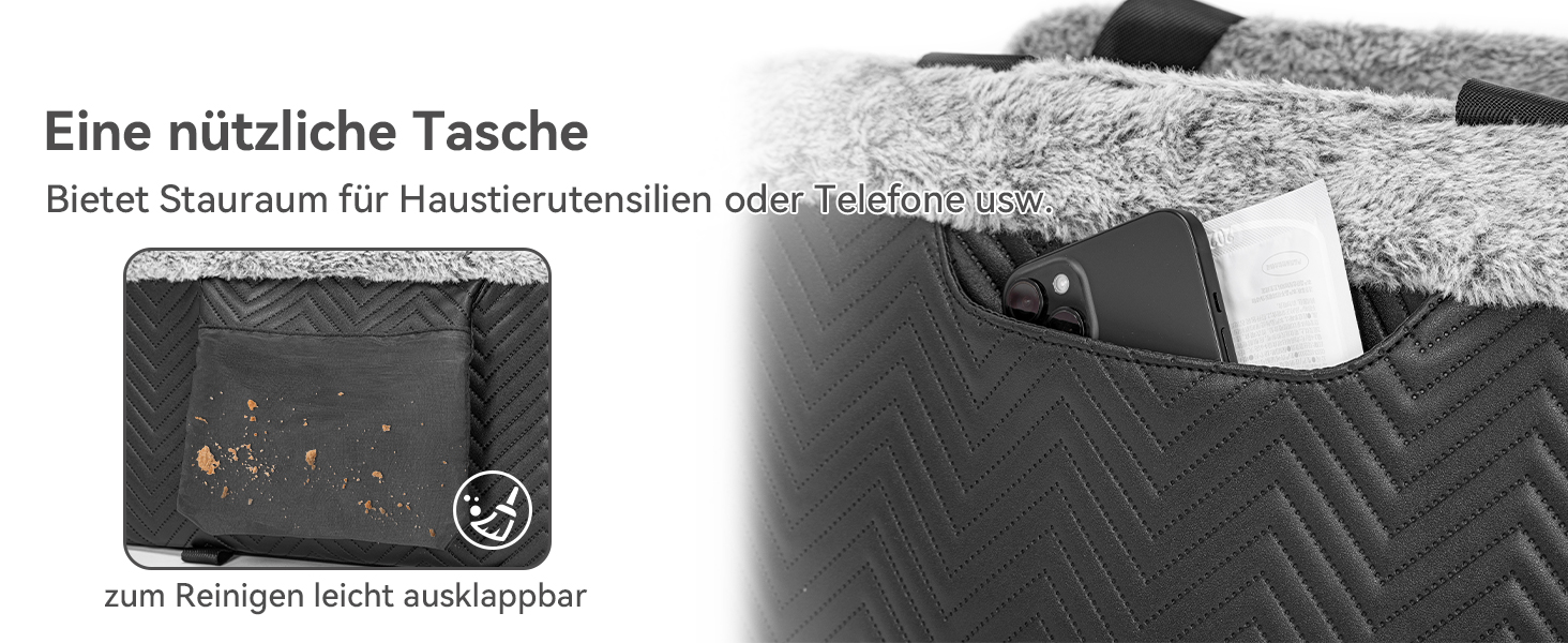 Автокрісло для собак PETSFIT, чорне, для маленьких собак до 5 кг, з захисними гаками