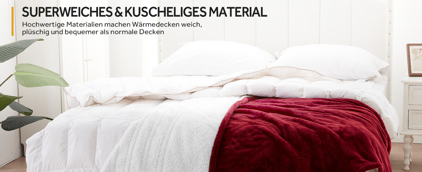 Електрична ковдра Warmrest, 130x180 см, фланель-шерпа, 6 температурних режимів, таймер 1-10 год, захист від перегріву, машинне прання