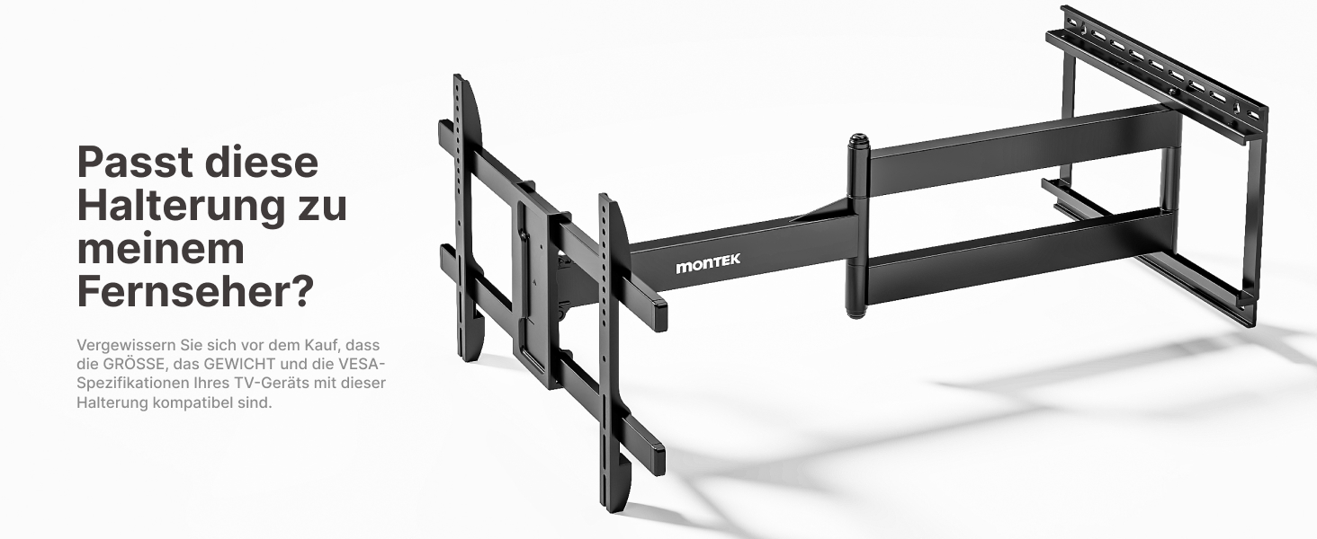 Настінна кріплення для телевізора monTEK 1080mm - для плоских та вигнутих моніторів до 60 кг, поворотна та нахилена, висувна, VESA 800x400 мм (43-80 дюймів)