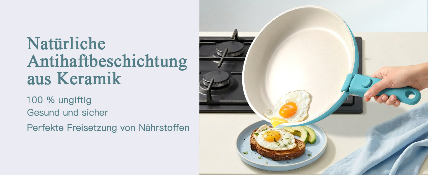Набір посуду GiPP 11 предметів: сковорідки та каструлі з антипригарним покриттям, знімні ручки, сталевий, блакитний градієнт, для всіх типів плит, сумісний з духовкою