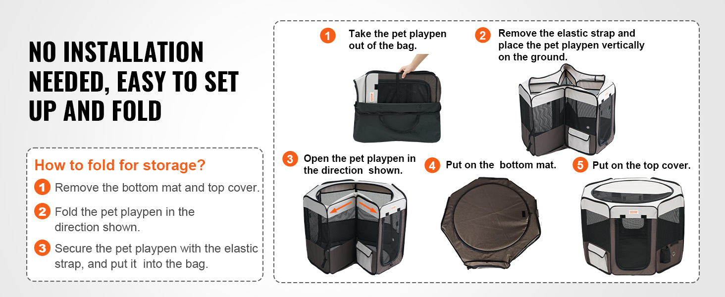 Вольєр для цуценят VEVOR, складаний, 914 x 914 x 584 мм, з мискою, 600D Oxford, для собак та інших дрібних тварин, чорний