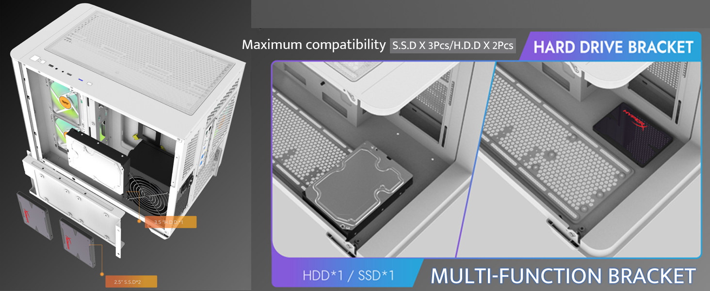 darkFlash ATX корпус для ігрового ПК з 4 ARGB вентиляторами, скло для повного огляду, 2 відсіки, Typ-C, підтримка 2x360 AIO, (DPW90)