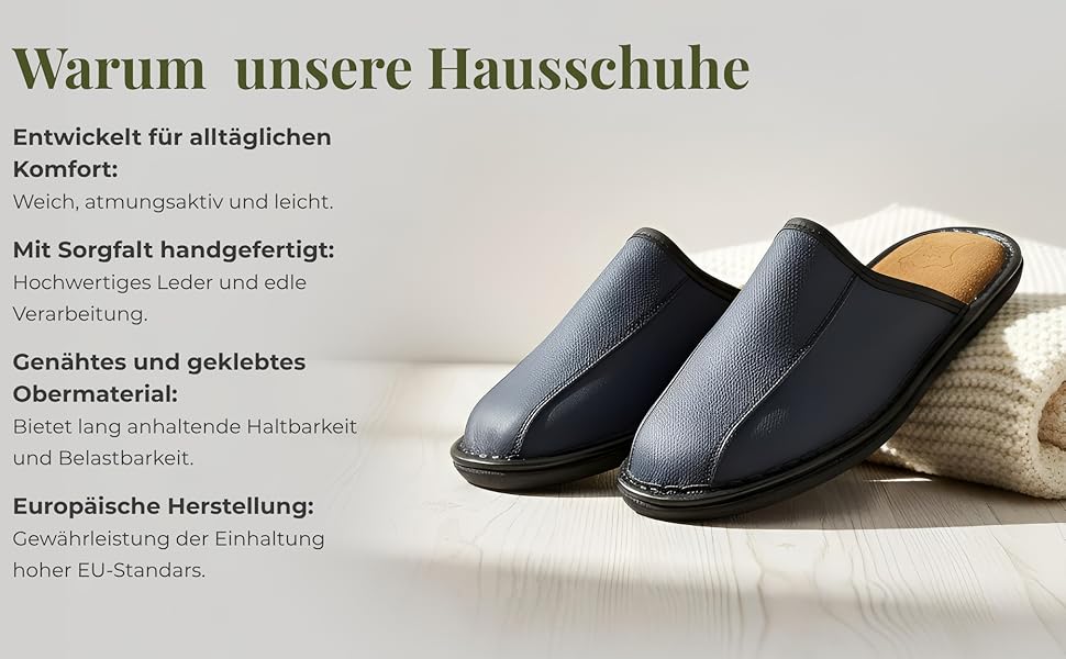 Чоловічі тапочки Hausschuhe Leder: зручні, теплі, ручні, з антиковзкою підошвою, розміри 41-47, колір коричневий