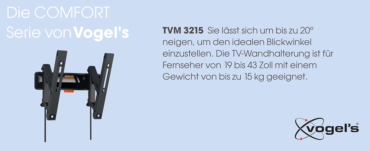Vogel's Tilt TV Wall Mount for 32-65 Inch TVs - 25kg Capacity, VESA 400x400, Universal Compatibility