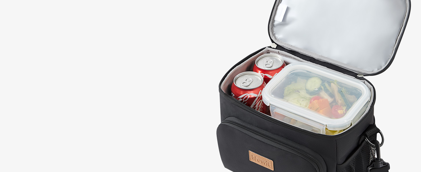 Термосумка LifeWit 9L для обідів та пікніків, чорна, вміщує 12 банок