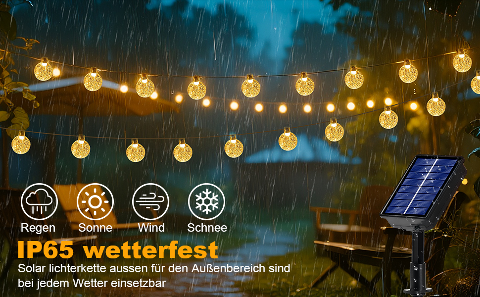 Сонячна гірлянда для вулиці, 60 LED, 13.2м, 8 режимів, IP65, тепле світло. Декорація для балкона, тераси, саду, ялинки.