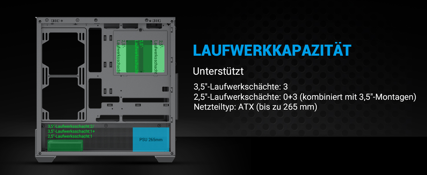 Корпус ПК SAMA V40 Mid-Tower ATX з 6 вентиляторами 120 мм ARGB, подвійні панелі з загартованого скла, чорний