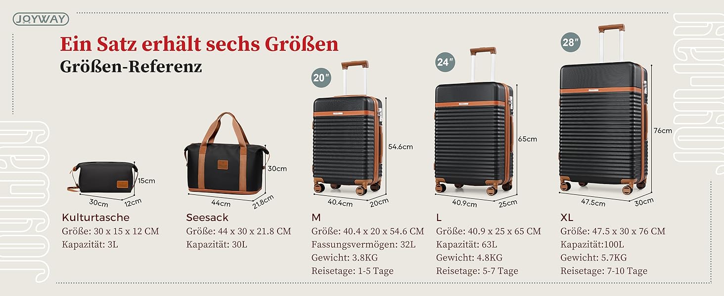 Чохол-валіза Joyway ABS, розширюваний, на 4 колесах з TSA-замком, набір (1 велика сумка, 1 косметичка, чорний, M)