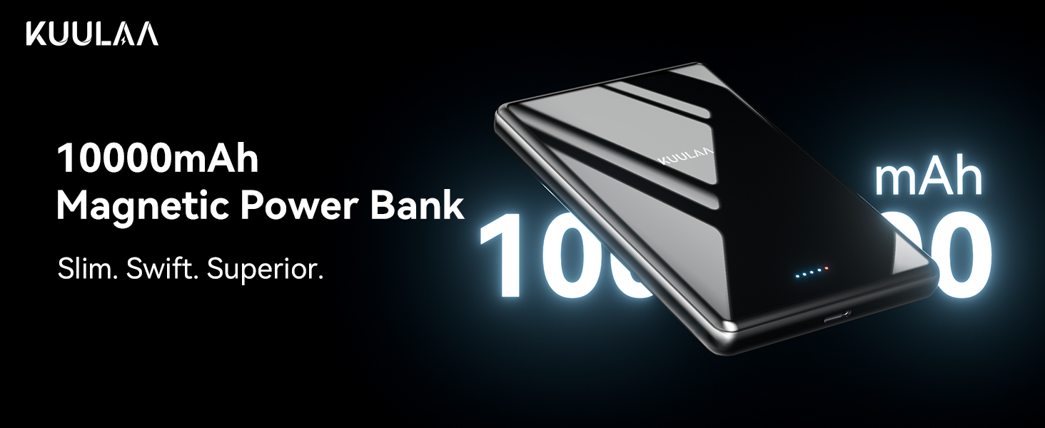 Power Bank Magsafe 5000mAh/10000mAh (Сірий/Чорний) - Бездротова зарядка, PD 20W, USB-C, Тонкий, для iPhone 16/15/14