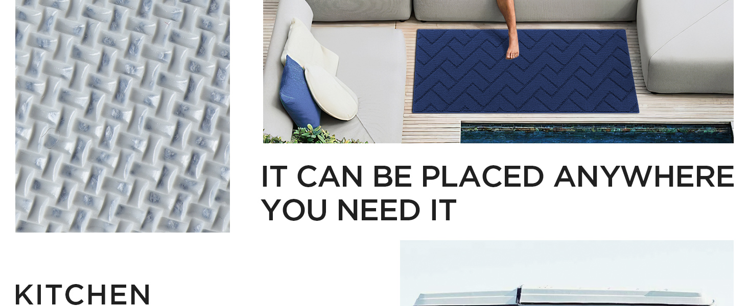 Килимок для дому та вулиці 50x80 см, миючий, вологостійкий, антиковзкий, для входу, порогу, патіо, галереї, саду (60 x 180 см, синій)