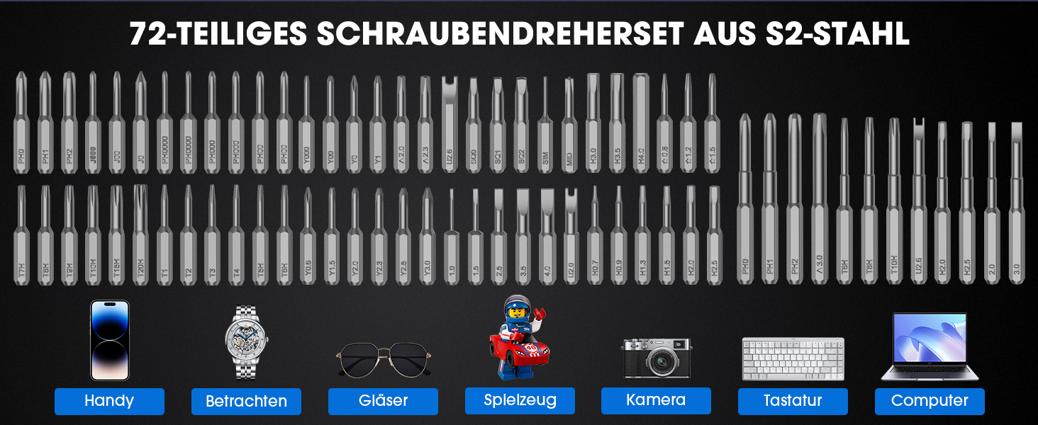 Набір мініатюрних електричних викруток 78 в 1 - прецизійний набір з магнітними Torx викрутками, LED дисплеєм та 5 рівнями крутного моменту для ноутбуків, окулярів, годинників, ПК