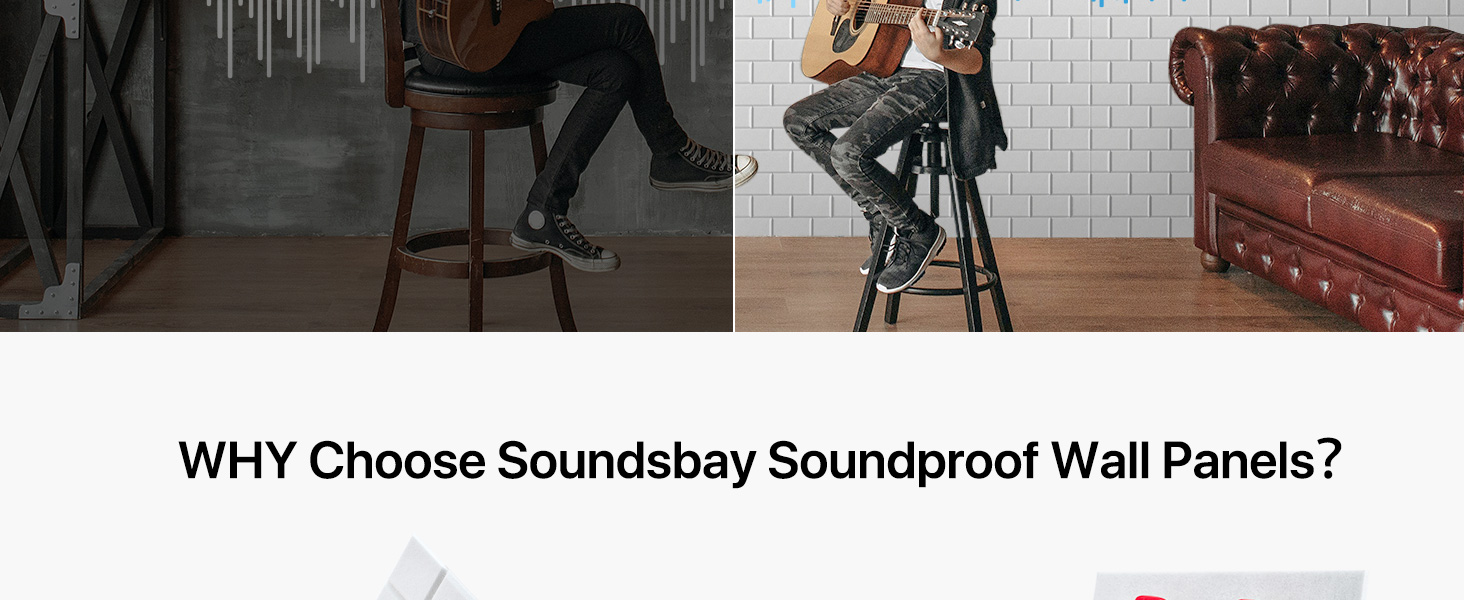 Акустичні панелі Soundsbay самоклеючі для звукоізоляції стін, шумопоглищаючі плити цегляного типу 30x40x0.9 см, чорні (18 шт)