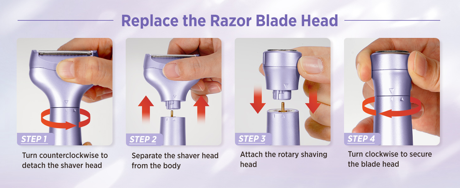 Електричний епілятор для жінок: безболісний пристрій для догляду за тілом, обличчям, зоною бікіні, ногами та під пахвами. Портативний, акумуляторний (рожеве золото, фіолетовий)