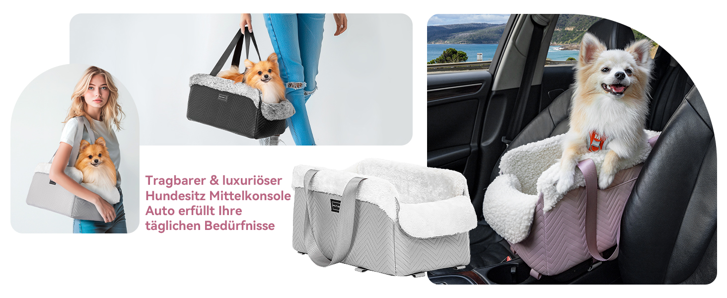 Автомобільний лежак для собак PETSFIT - чорний, шкіра, до 5 кг