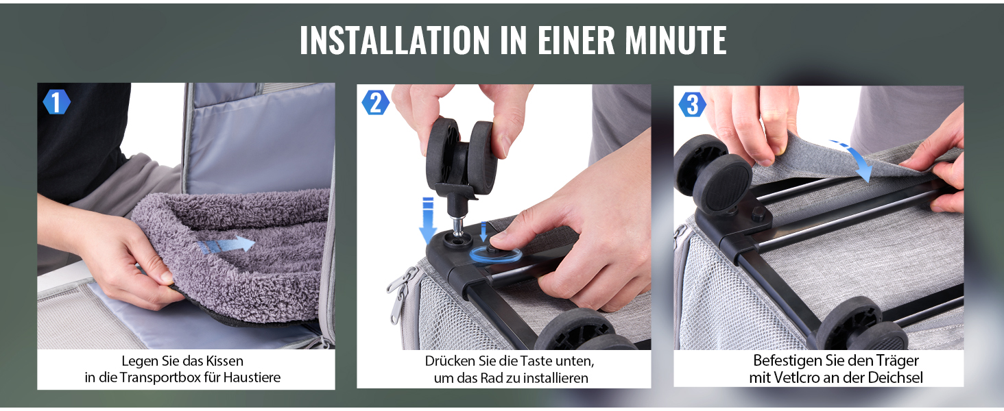 Транспортна переноска для котів та цуценят Morpilot до 5 кг з роликами та trolley, сіра